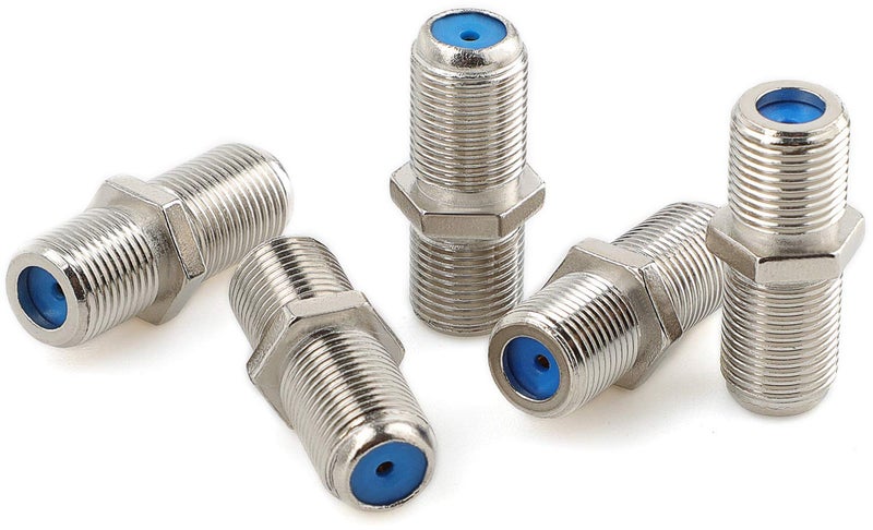 Pasow F81 Barrel Connectors High Frequency 3GHz Female to Female F-Type Adapter Couplers (5 pcs, Silver) - Image 1